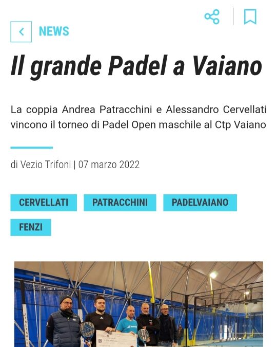 ARTICOLO TORNEO PADEL FIT OPEN MASCHILE